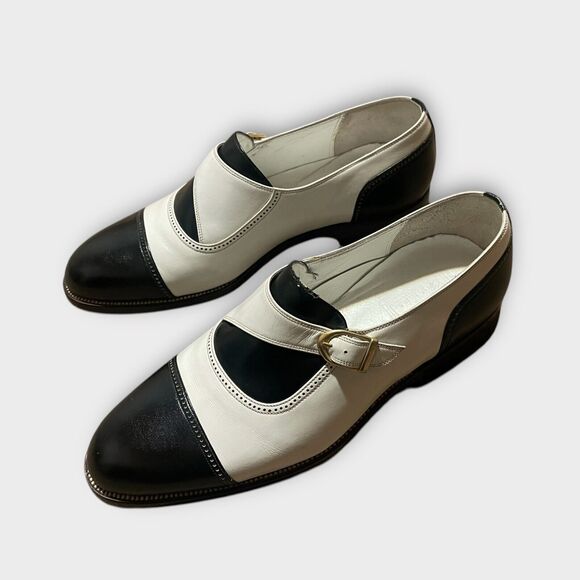 Vintage Sz 9 Custom Two-Tone Asymmetrical Buckle Men’s Dress Shoes 42 Formal - Picture 3 of 12